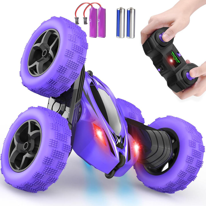 Remote Control Car, RC Cars Toys for Ages 5-7, 2.4Ghz 4WD Fast RC Car Kids Toys for Ages 8-13, Double Sided 360° Rotating Monster Truck Toys for Girls RC Truck Toy Cars for Boys