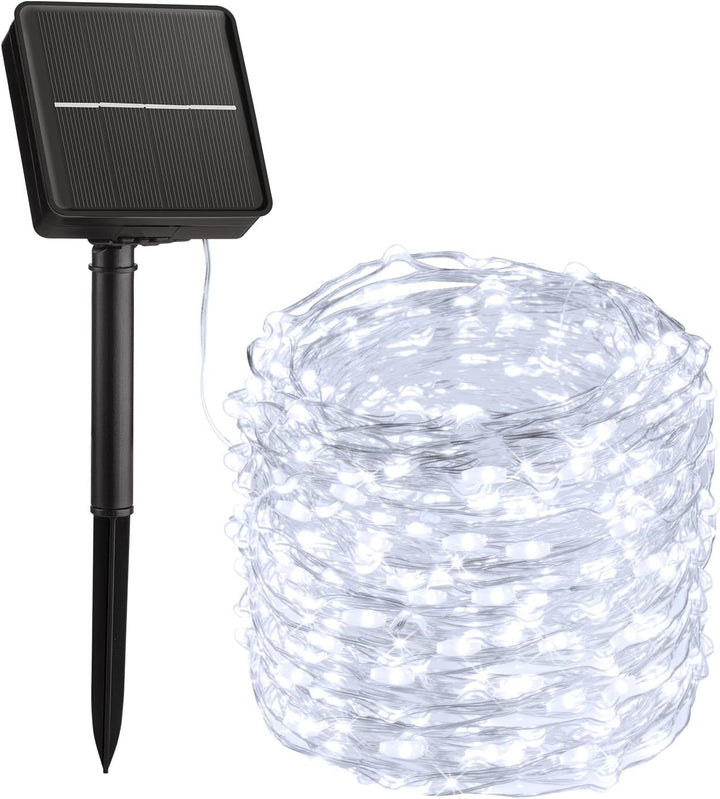 Solar String Lights for Outside, 33Ft 100 LED Outdoor Solar Fairy Lights, 8 Modes Balcony Lights for Tree Patio Christmas Party Wedding Decor (Warm White)