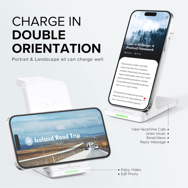 Wireless Charging Station, 3 in 1 Fast Wireless Charger Stand for Multiple Devices  Watch Ultra Series 10 9 8 7 6 SE 5 4 3 2,  16 15 14 13 12 11 Pro Max/Plus/Mini/X/Xs/Max/Xr/Se, Airpods