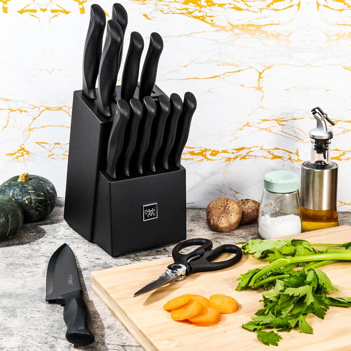 15-Pc Self-Sharpening Kitchen Set, Black