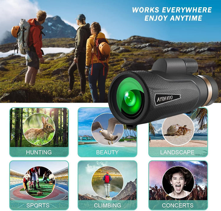 12X60 Monocular Telescope with Smartphone Holder & Upgraded Tripod, High Powered SMC & BAK4 Scope, Birthday Gifts for Men Dad Him Husband Teen, White Elephant Gift, Outdoors Survival Hiking Gear