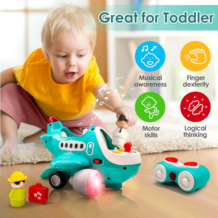 Baby Airplane Toys, Cool Remote Control Plane Toy for Toddlers 2-3, Infant Music RC Helicopter W/Light Sound, Easter Birthday Gift for 18 24 Month 2 3 4 Year Old Boy Girl Kids Children