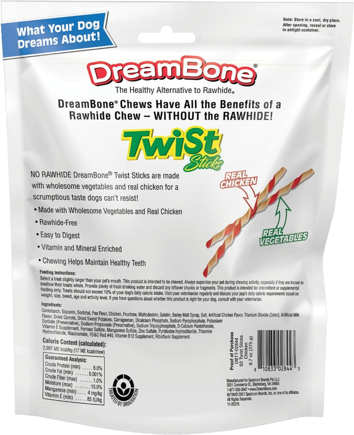 Real Chicken Twist Sticks for Dogs - 50 Ct