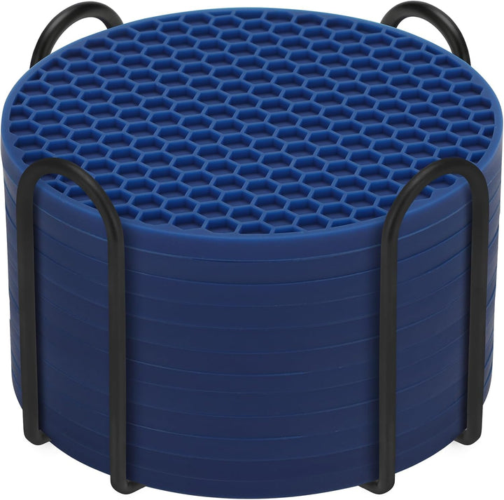 Silicone Coasters Set of 8 with Holder