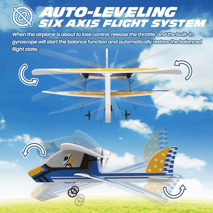 RC Plane, 2.4GHZ Remote Control Airplane W/ 3 Batteries & 6-Axis Gyro Stabilizer, 2CH RTF RC Glider Toy for Beginners Kids Boys Girls