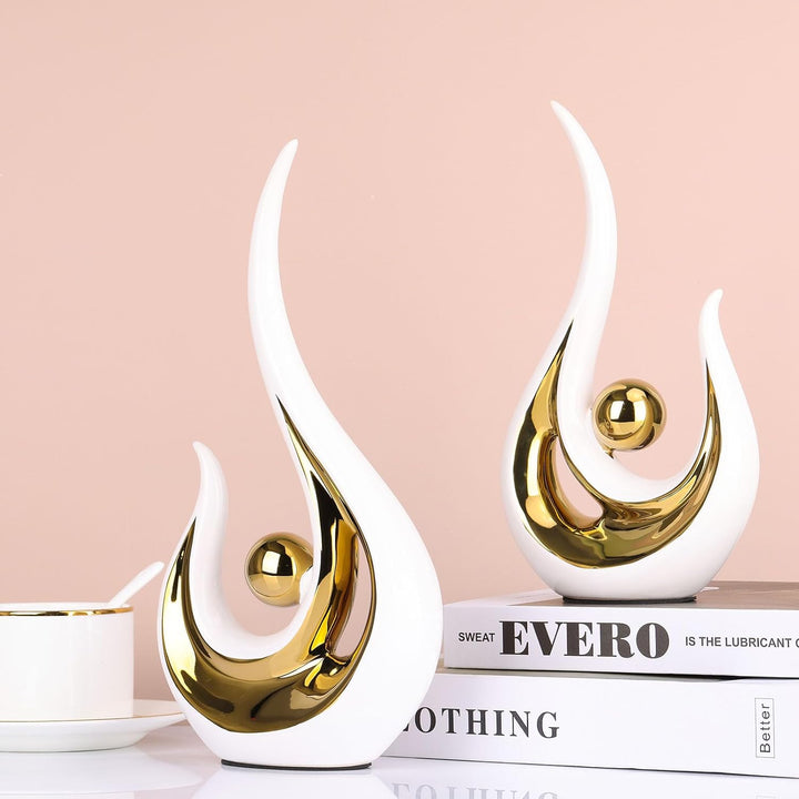 Modern White & Gold Ceramic Décor Set