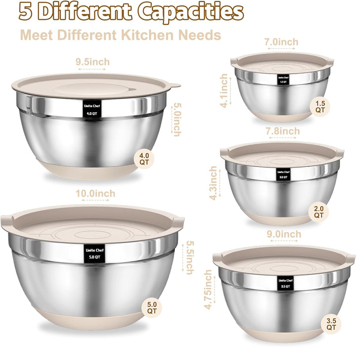 8PCS Stainless Steel Mixing Bowls Set