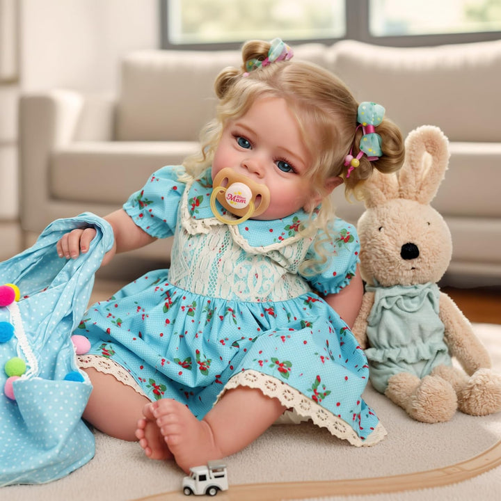 Lifelike Reborn Baby Dolls - 18 Inch Realistic-Newborn Baby Dolls Blond Girl Handmade Real Life Toddler Dolls with Clothes for Kids Age 3+