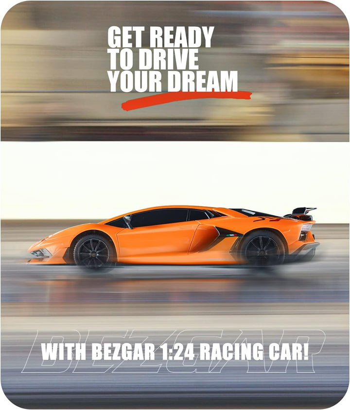 Remote Control Car Licensed RC Car, 1:24 Lambo Toy Car for Kids, Lambo Aventador SVJ Remote Control Model Car Electric Sport Racing Hobby Car for 3 4 5 Year Old Boy Birthday Gift (Orange)