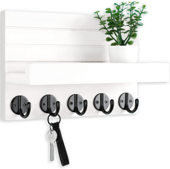 Wall Key Holder with Shelf & Hooks