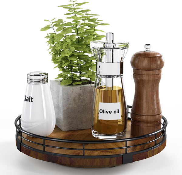 Farmhouse Oak 9" Lazy Susan Organizer