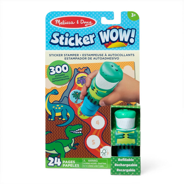 Sticker Wow!™ 24-Page Activity Pad and Sticker Stamper, 300 Stickers, Arts and Crafts Fidget Toy Collectible Character – Dinosaur Creative Play  Toy for Girls and Boys 3+,