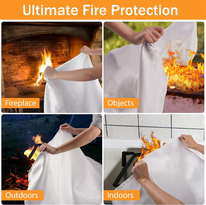 Emergency Fire Blanket for Home Kitchen - Fiberglass Fire Suppression Blanket Great for School, Fireplace, Grill, Car, Office, Warehouse (4 Pack, 39 in X 39 In)