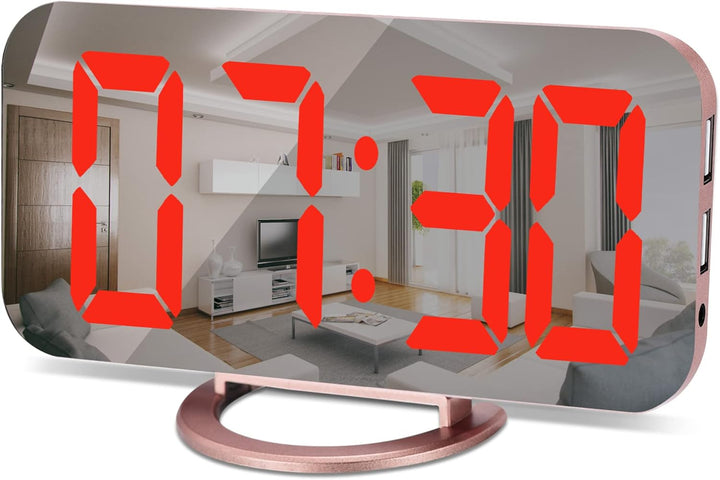 LED Mirror Alarm Clock - White