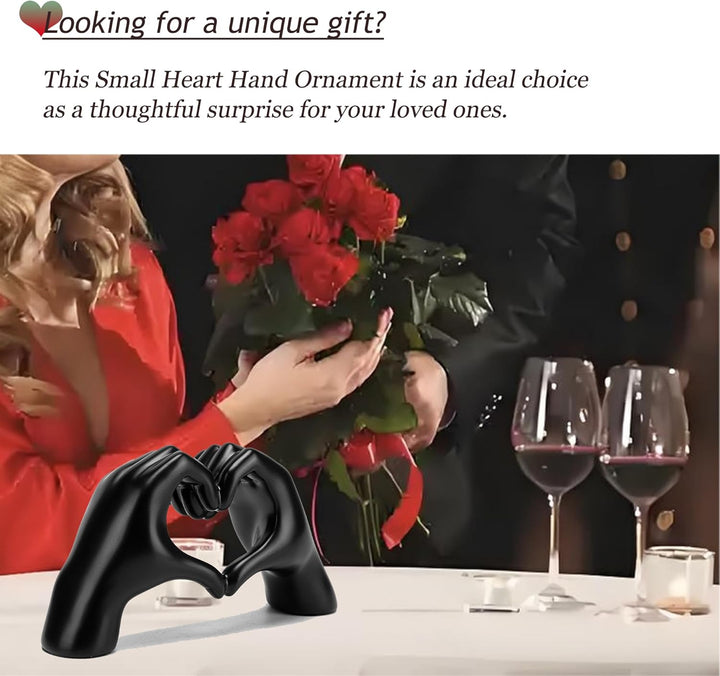 Gold Heart Hands Statue - Small Black