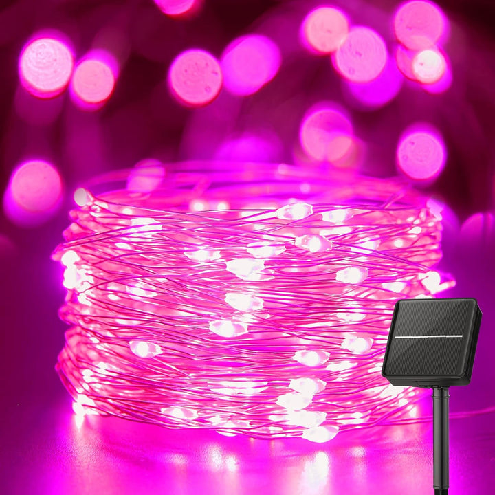 Solar String Lights for Outside, 33Ft 100 LED Outdoor Solar Fairy Lights, 8 Modes Balcony Lights for Tree Patio Christmas Party Wedding Decor (Warm White)