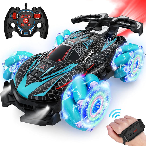 RC Stunt Car, Gesture Sensing RC Cars for Boys Girls, 2.4Ghz 4WD Remote Control Car with 360° Rotating, Lights, Music, Spray, Toy Cars for Kids Age 6 7 8 9 10 11 12 Year Old Birthday Gifts