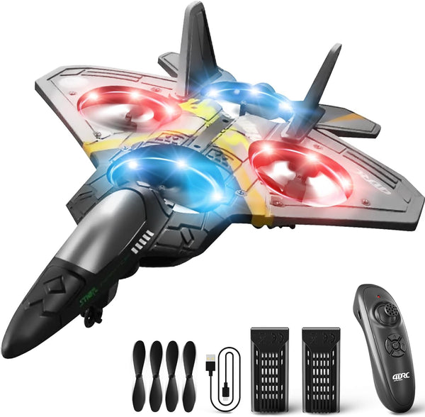 V17 Foam Remote Control Airplanes Rc Planes for Kids  4-7 8-16, Remote Control Planes Fighter Jet with Light, 360° Flip Fighter Jet Toy, Gravity Sensing, Stunt Roll, Gifts for Kids Boys