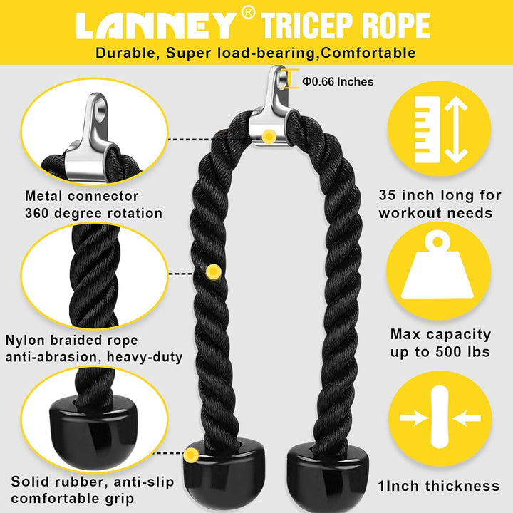 Tricep Rope Cable Attachment & Gym Set