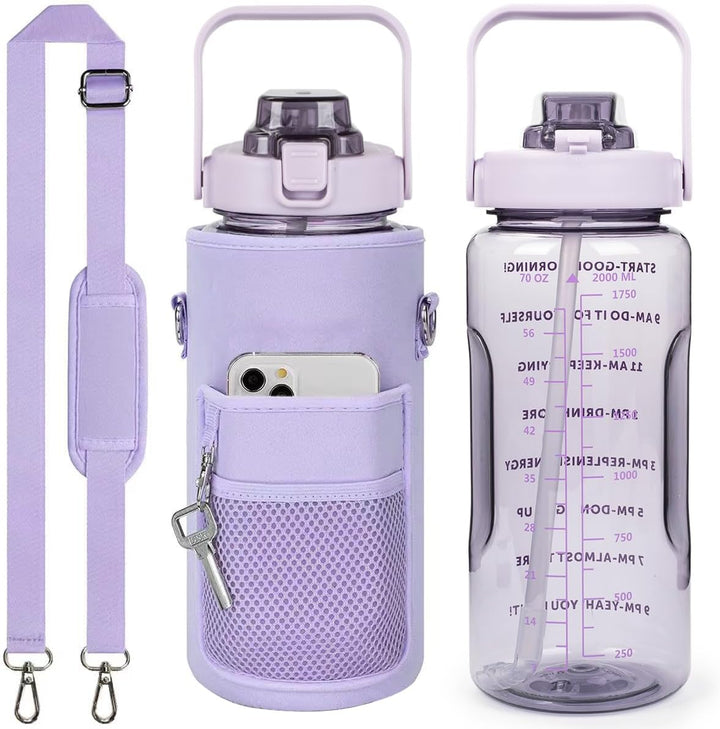 64oz Motivational Water Bottle with Sleeve