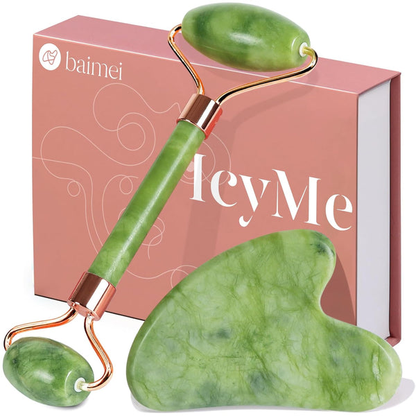 Gua Sha & Jade Roller Set – Green