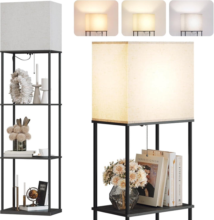 Modern Shelf Floor Lamp - Black