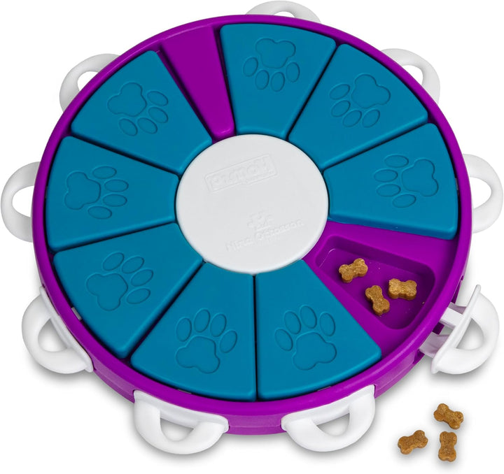 by Nina Ottosson Dog Brick Treat Puzzle Enrichment Toy, Level 2 Intermediate Game, Blue