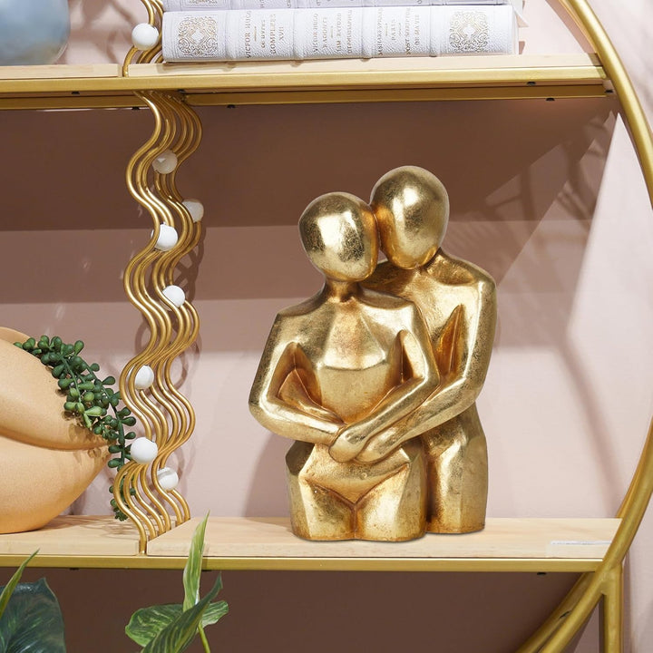 Modern Gold Hugging Couple Statue