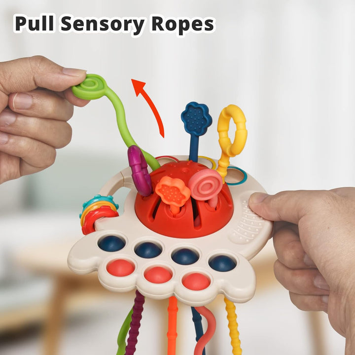 Montessori Toys, Silicone Pull String Activitys, Developmental Pulling Baby Sensory Toy, Car Seat Airplane  Toddler Boy &Girl Infant Birthday Gifts