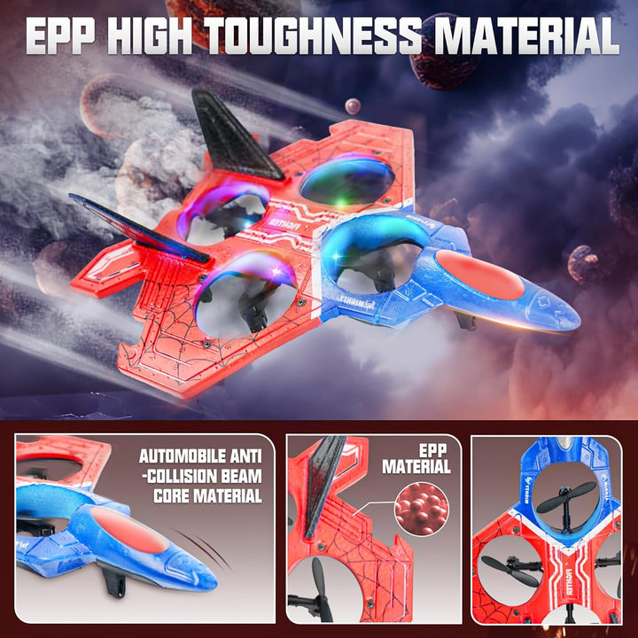 Drones for Kids | 2.4GHZ RC Plane, Spider Toys for Boys, Remote Control Spider, 6-Axis Gyro Remote Control Airplane, RC Helicopter, 360° Flip Fighter Jet Toy, Toys for Ages 8-13