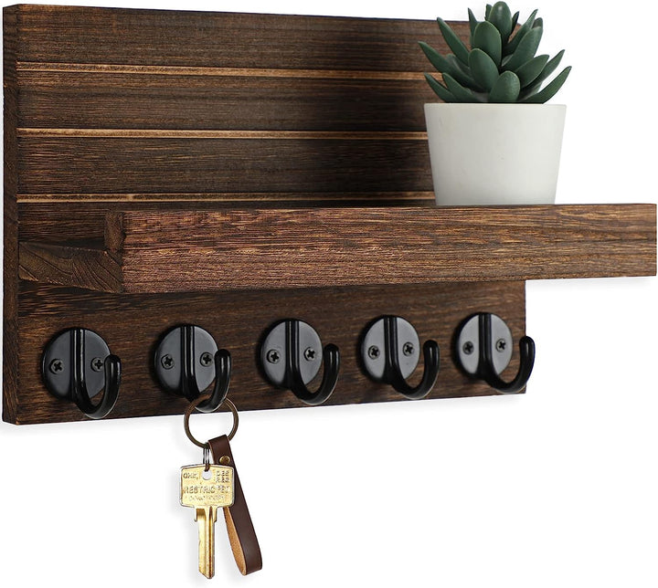 Wall Key Holder with Shelf & Hooks