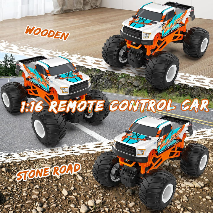 1:16 Scale RC Monster Truck - 2.4Ghz All Terrain Car for Kids 4-12, 20 Km/H off Road RC Truck, Christmas or Birthday Gift