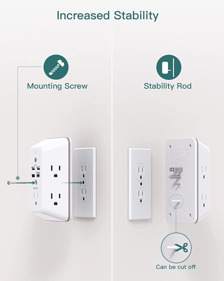 5-Outlet Surge Protector with USB & Night Light