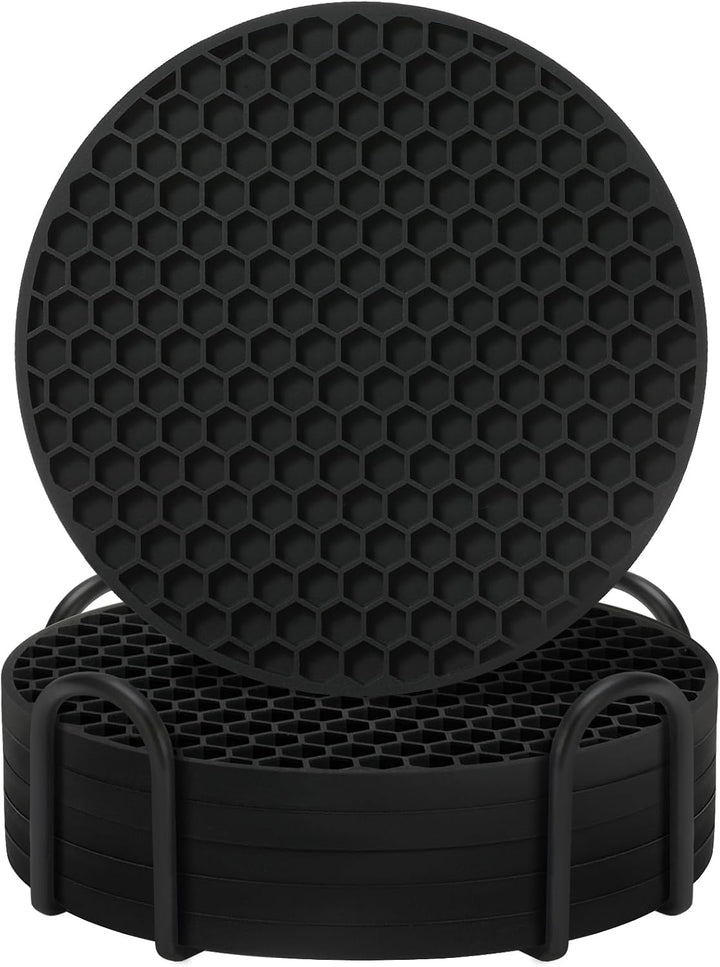 Silicone Coasters Set of 8 with Holder