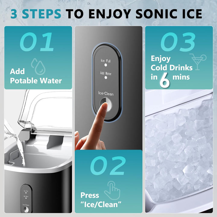 Nugget Ice Maker - 34Lbs/Day Black