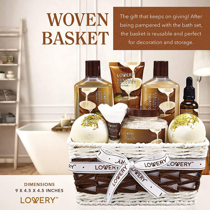 Vanilla Coconut Spa Gift Basket – 9 Pc Set