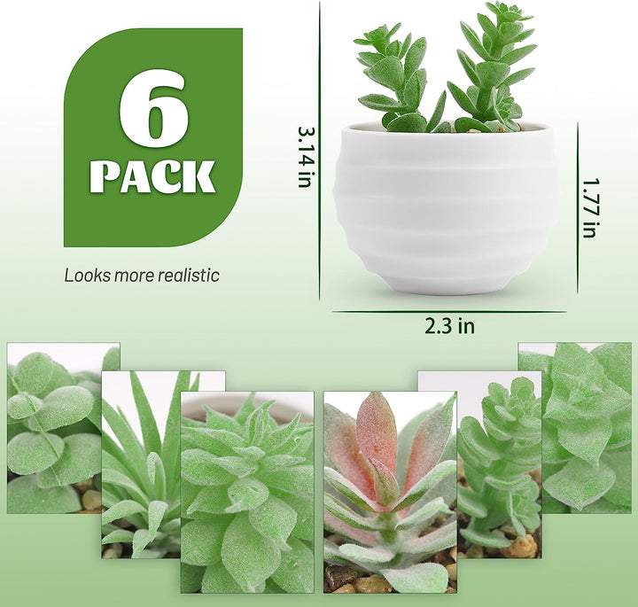 Set of 6 Mini Fake Succulents in Pots