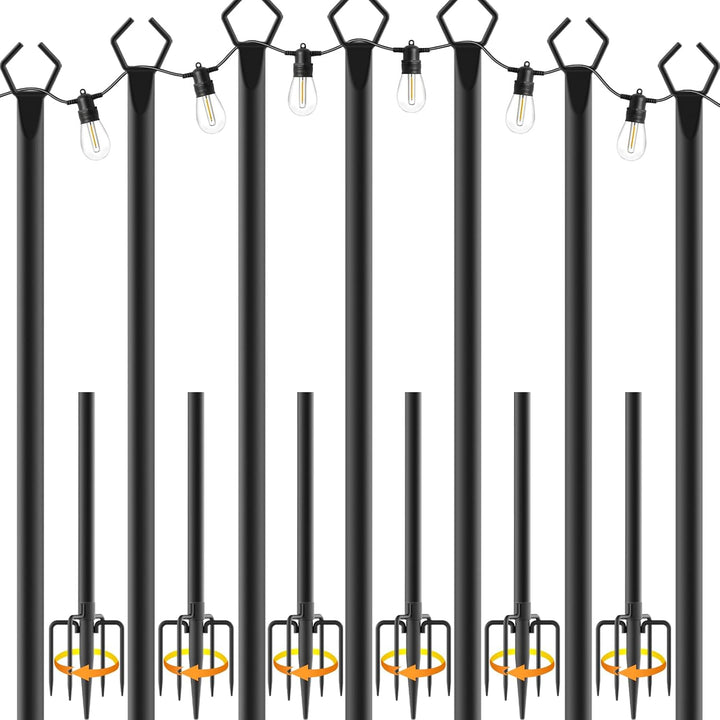 10Ft Outdoor String Light Poles 4Pk