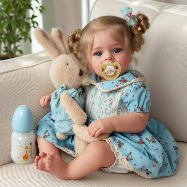 Lifelike Reborn Baby Dolls - 18 Inch Realistic-Newborn Baby Dolls Blond Girl Handmade Real Life Toddler Dolls with Clothes for Kids Age 3+