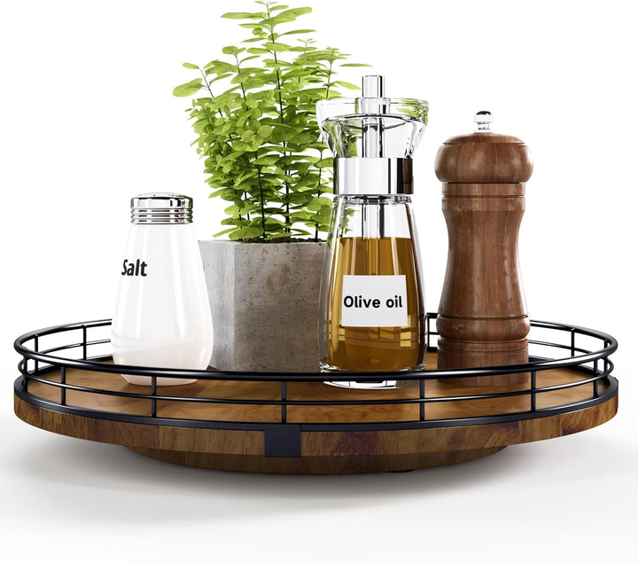 Farmhouse Oak 9" Lazy Susan Organizer