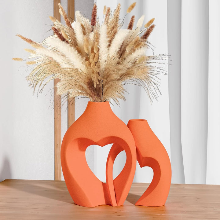 Heart Shaped Ceramic Vases Set of 2