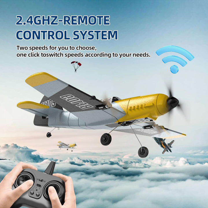 RC Plane 3 Channel BF-109 Remote Control Airplane Fighter Toys,2.4Ghz 6-Axis Gyro Stabilizer RTF Glider Aircraft Plane with 2 Batteries,Easy to Fly for  Kids Beginners Boys