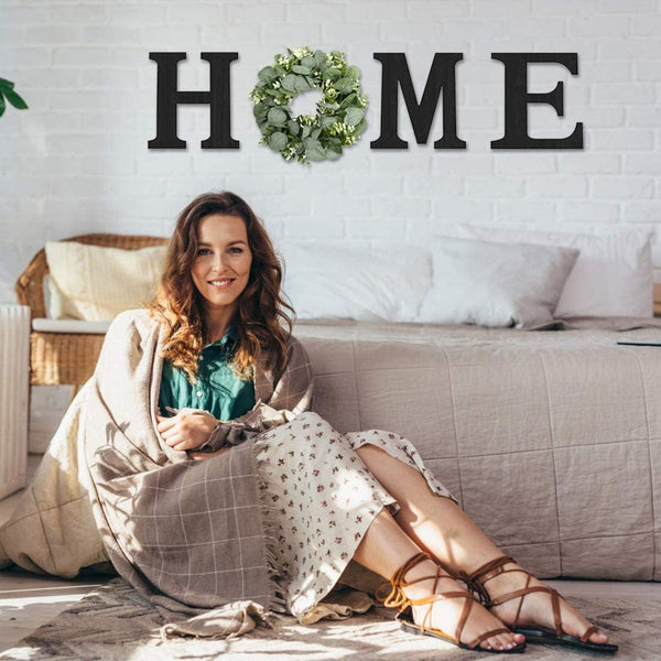 Rustic HOME Sign with Eucalyptus Wreath