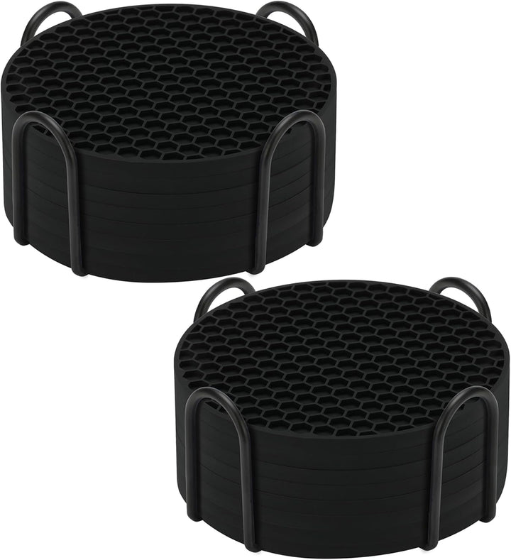 Silicone Coasters Set of 8 with Holder